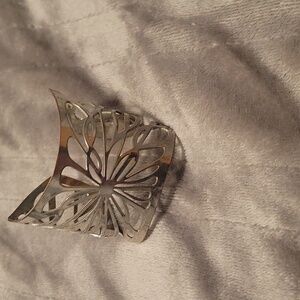 Thierry Mugler Silvertone cuffed braclet